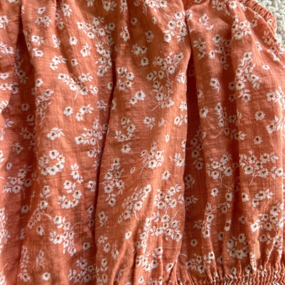 a.n.a Floral Smocked summer floral Cottagecore Rust Crop Top Orange M - Picture 6 of 11